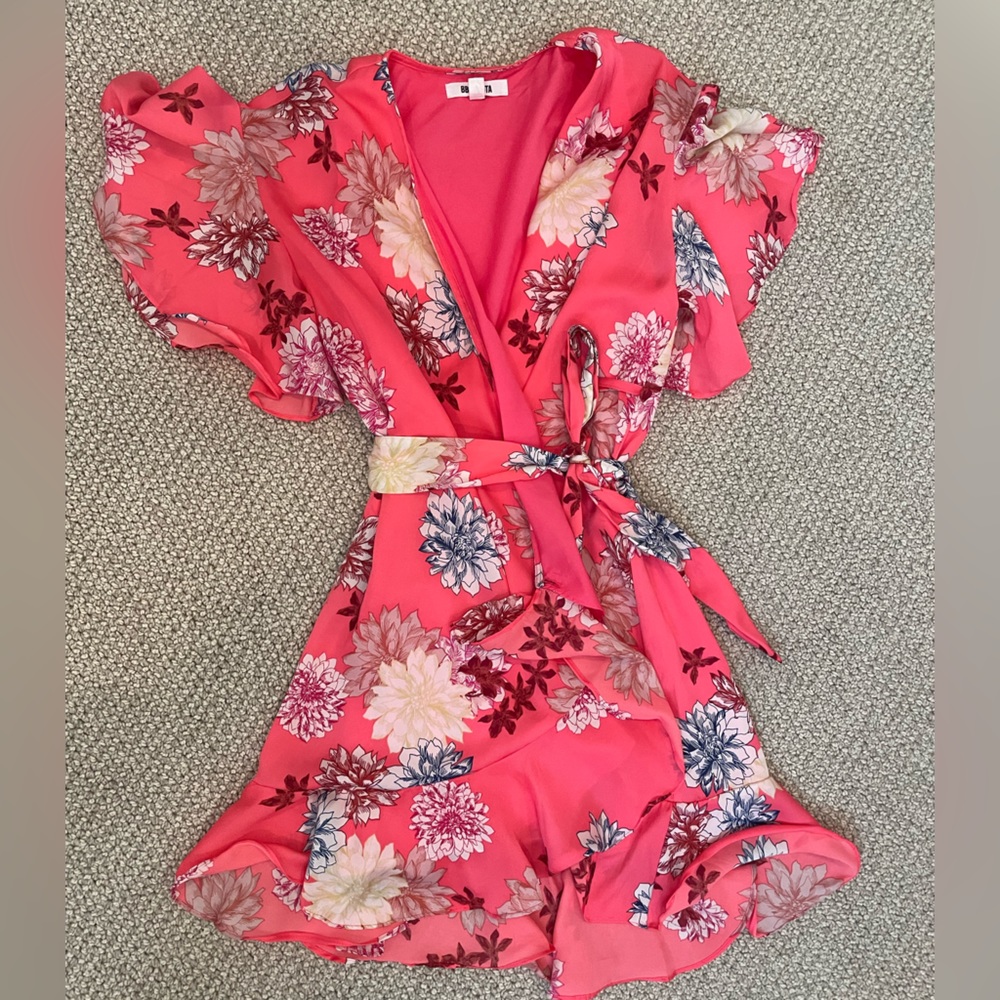 BB Dakota pink floral Wrap Dress